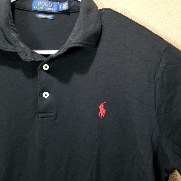 Polo RALPH LAUREN Custom Slim FIT Men's shirt Short Sleeve Collared Size L - Picture 2 of 9